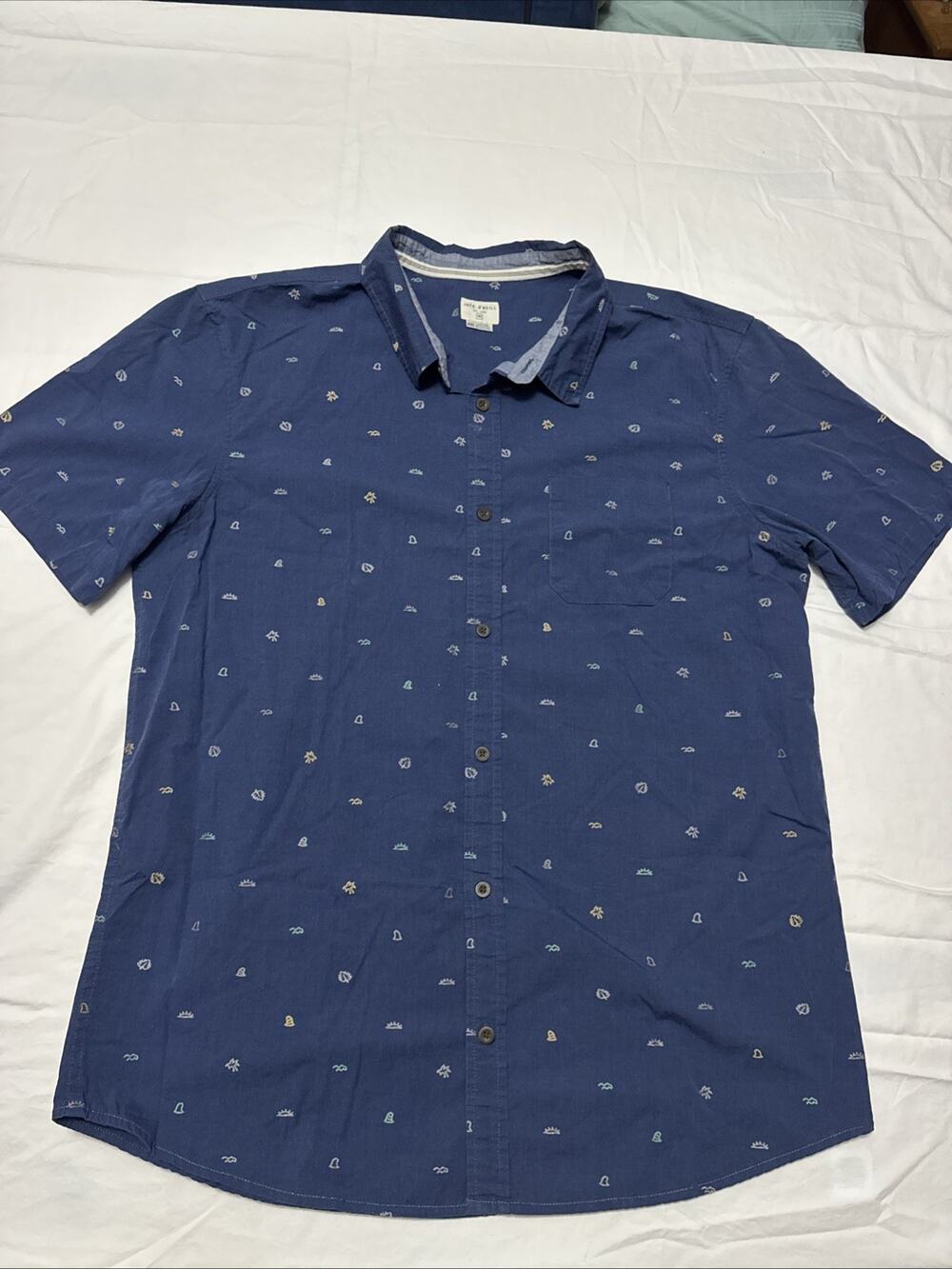 Jack ONeill Shirt Mens 2XL Blue Ocean Shells Button Front Relaxed